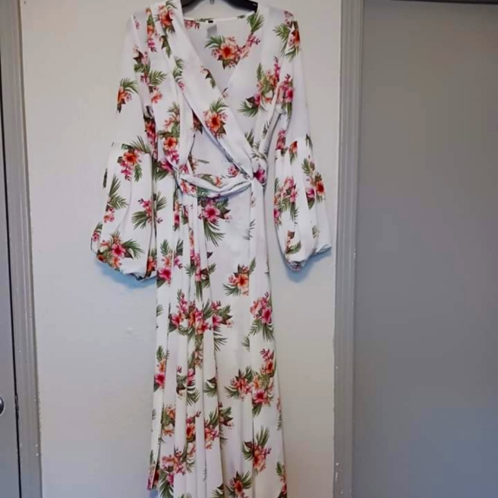 Long maxi wrap around floral dress